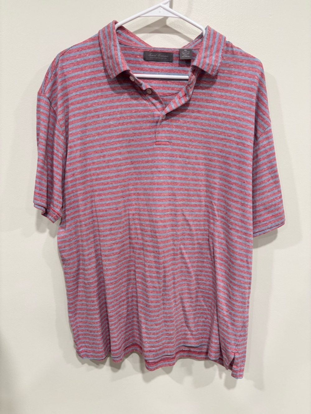 Daniel Cremieux Signature Collection Striped Polo — Red & Light Blue Size XL